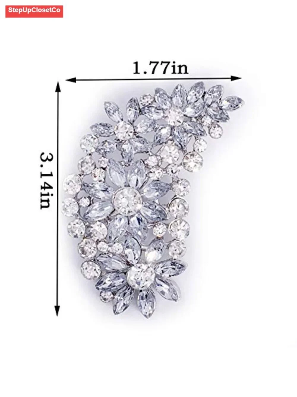 Vintage Austrian Crystal Flower Leaf Bouquet Cluster Brooch Pin for Women Gold